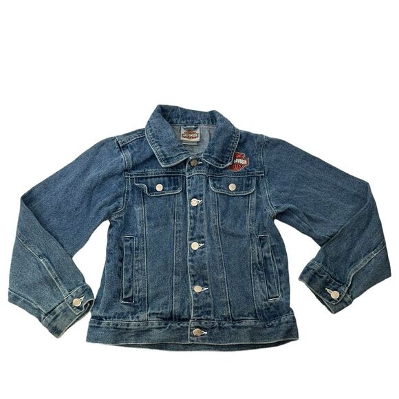 Harley Davidsons Kids Youth Size Jean Jacket Motorcycle unisex boy girl Sz 8/10